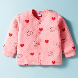 Tango Knit Full Sleeves Quilted Jhabla with Heart & Bear Print - Coral-picture-29