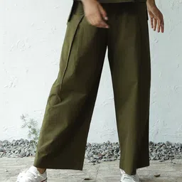 Canoopi Women Relaxed Straight Leg High-Rise Easy Wash Pleated Trousers-picture-6