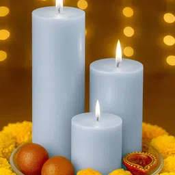 Homesake Turquoise Blue 3 pieces Pillar Candle-picture-0