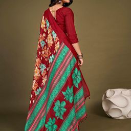 Anouk Rustic Floral Silk Blend Block Print Saree image 2