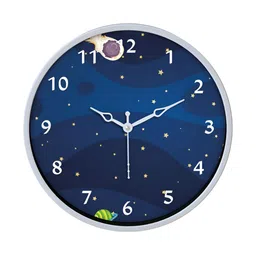 Aura Navy Blue & White Printed Traditional Wall Clock-image-10
