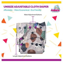 Adore Baby Unisize Adjustable Cloth Diaper with 5 Layer Charcoal Insert Bear Print Pack of 3  - Grey Brown image 5