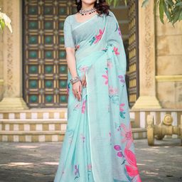Anouk Rustic Floral Printed Zari Saree-48