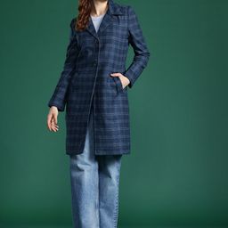 DressBerry Notched Lapel Checked Longline Overcoat-picture-7
