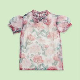 Pantaloons Junior White & Pink Cotton Floral Print Top-image-61