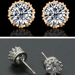OOMPH Silver & Gold-Tone Cubic Zirconia Office-Wear Fashion Stud Earrings for Women - Set of 2-32