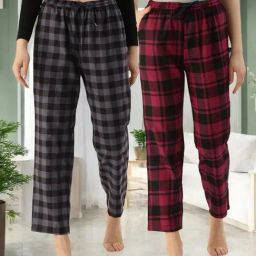 Kryptic Maroon & Grey Cotton Relaxed Fit Printed Lounge Pants - Pack of 2-picture-7