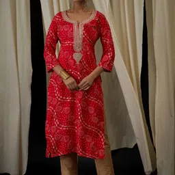 Anouk Bandhani Printed Thread Work Straight Kurta-18