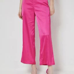 Cover Story Pink Regular Fit High Rise Trousers-image-110