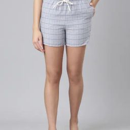 Enamor Pale Blue Cotton Printed Shorts-picture-44