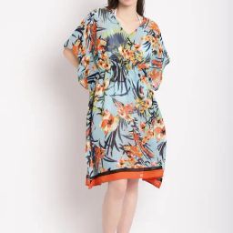 Erotissch Blue Printed Beachwear Kaftan-image-64