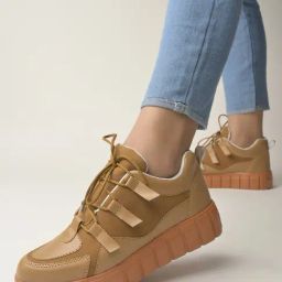 Shoetopia Women's Tan Sneakers-image-78