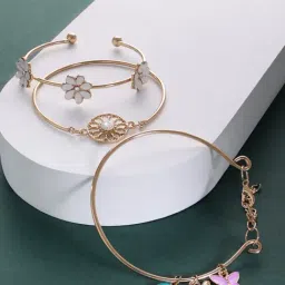 Zaveri Pearls Set of 3 Multicolor Enamel Contemporary Stack Bracelets-ZPFK14636-image-99
