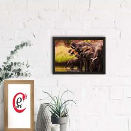 eCraftIndia Group of Black Elephants Matt Textured UV Art Painting-picture-32