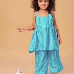 The Mini Trunk Girls Floral Embroidered Kurta with Palazzo-image-55