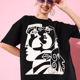 Stormborn Women Printed Pure Cotton Oversized Drop-Shoulder T-shirt-picture-6
