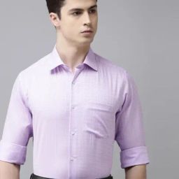Van Heusen Purple Cotton Regular Fit Checks Shirt-image-22