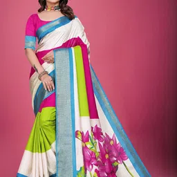 VS MALL Pink Art Silk Sarees-image-35