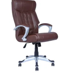 Caddy High Back Revolving office and Home Chair Brown PU Leatherette CD152-image-65