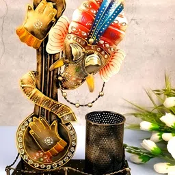 apka mart Brown & Red Iron Printed Ganesha Showpiece-image-7