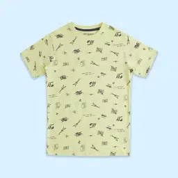 Pantaloons Junior Yellow Cotton Printed T-Shirt-image-95