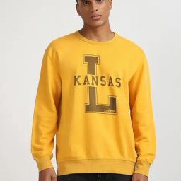 Lee Yellow Cotton Comfort Fit Printed Sweatshirt-image-70