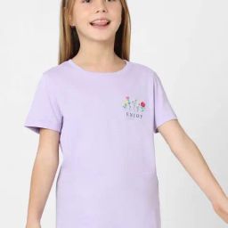 KIDS ONLY Purple Cotton Embroidered T-Shirt-image-38