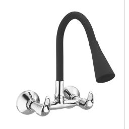 Jabra Dual Flow Sink Mixer Cosmo Series Brass Chrome Finish Wall Mount Black & Silver-image-97