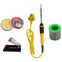 Fadman Soldering Iron Kit, Solder Wire, Soldering Paste, Stand, Yellow & Black Soldering Iron 25 W Simple (Flat Tip)-41