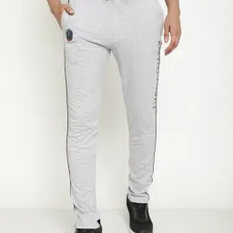 Octave Grey Melange Cotton Regular Fit Printed Trackpants-image-63