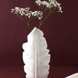 Tayhaa White Ceramic Feather Vase-image-35