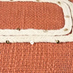 BLANC9 Orange & Cream-Coloured Set of Single Geometric Square Cushion Covers image 2