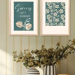 Kotart Brown & Green 2 Pieces Floral Printed Wooden Wall Arts-picture-27