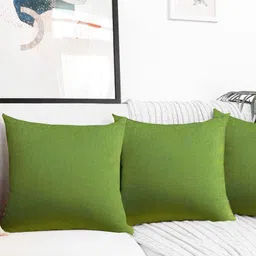 IVAZA Green Set of 3 Velvet Square Cushion Covers-16