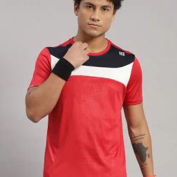 Rock.It Red Regular Fit Colour Block T-Shirt-4