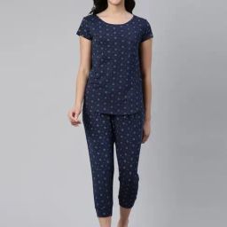 Enamor Indigo Blue Printed Shirt Shorts Set-image-75