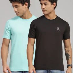 Rock.It Sea Green & Black Slim Fit T-Shirt - Pack of 2-image-53