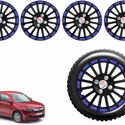 Auto Pearl CBB03 R14 35.56 cm (14 Inch) Press Type Wheel Hubcap with Retention Ring Glossy Black Blue Wheel Cover for Honda Amaze VX Petrol (Set of 4)-image-66