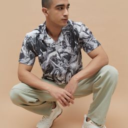 Forca Men Cuban Collar Abstract Printed Casual Shirt-image-42