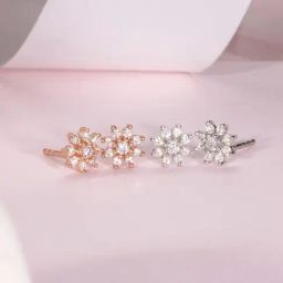 Zavya Nakshatra Floral Dual Color 92.5 Sterling Silver Stud - Set of 2-3