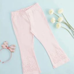 Pantaloons Junior Pink Cotton Embellished Leggings-image-41