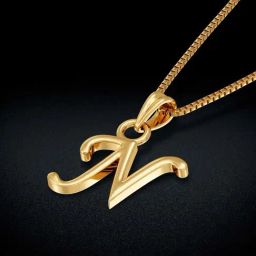Gold Alphabet "N" Pendant-image-12