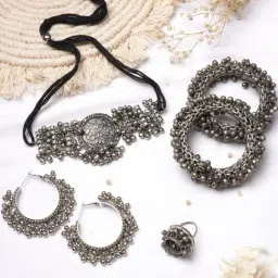 Teejh Pitara Collection Maitry Silver Oxidized Jewellery Set-image-68