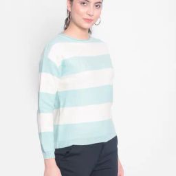 Crimsoune Club Blue & White Embellished Sweater-image-74