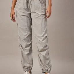 Club York Grey Nylon Solid Mid Rise Joggers-picture-21