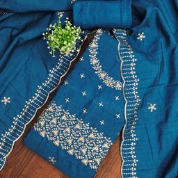 HERE&NOW Floral Embroidered Sequinned Unstitched Dress Material-picture-48