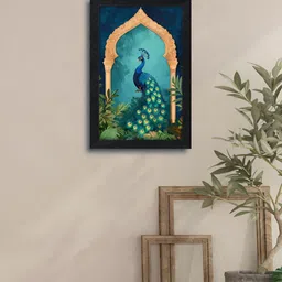 RANDOM Teal & Beige Printed Synthetic Wood Birds and Animals Wall Paintings-16