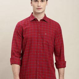 Turtle Relaxed Slim Fit Grid Tattersall Checked Long Sleeves Pure Cotton Shirt-picture-14