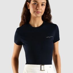 Tommy Hilfiger Europe Brand Logo Printed Slim Fit Cotton T-Shirt-picture-29