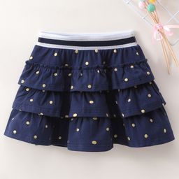 Kookie Kids Knee Length Layered Skirt Dot Print - Navy-image-90